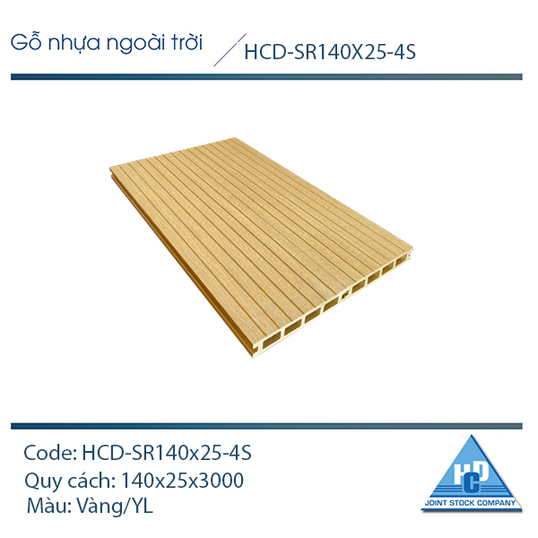 WPC hollow decking with square holes SR140x25-4S