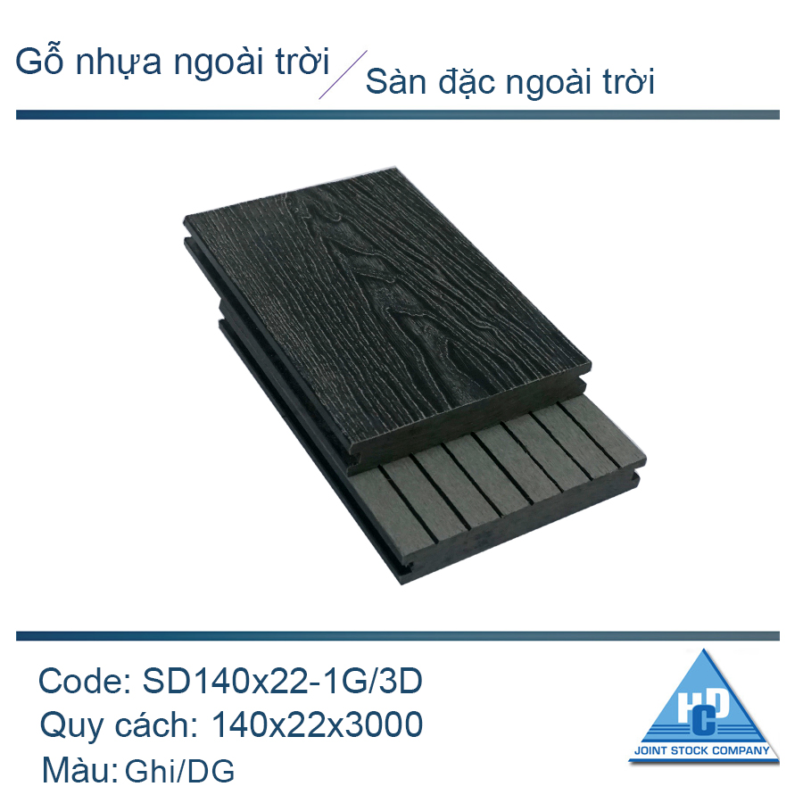 Sàn đặc SD140x22-1G  màu ghi/vân 3D