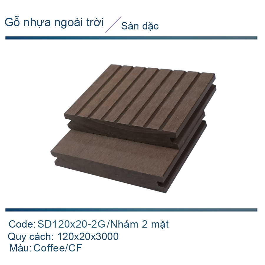  Sàn đặc SD120x20-1G màu coffee/ nhám 2 mặt 