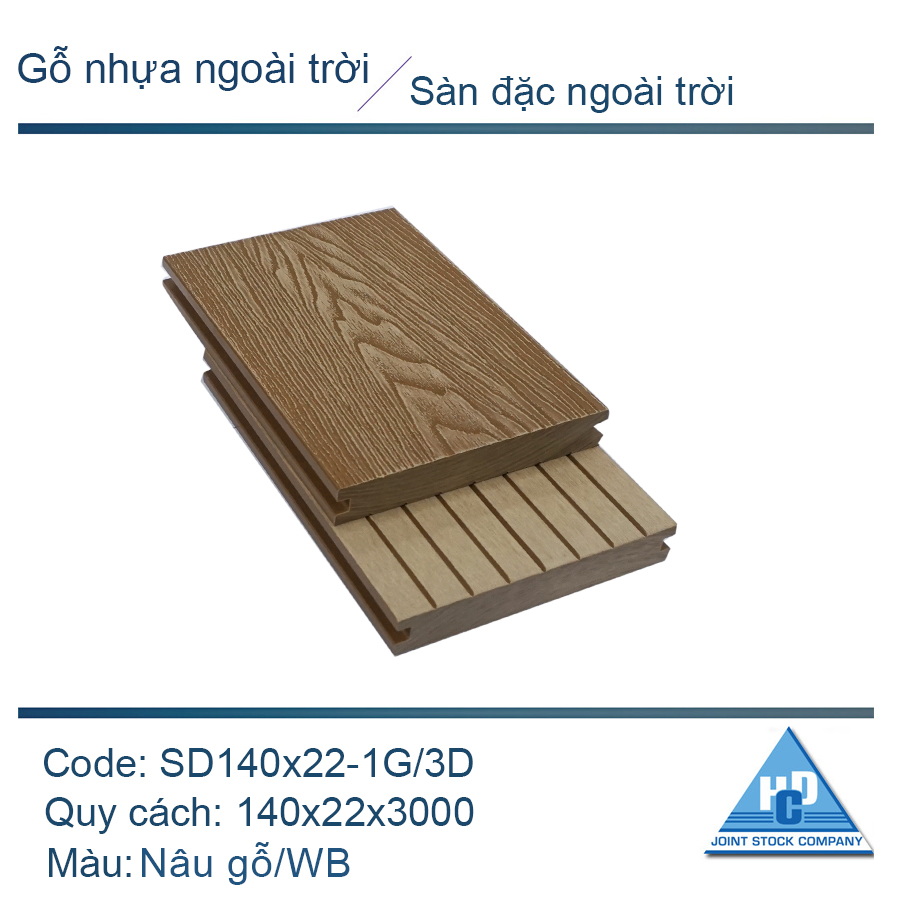 Sàn đặc SD140x22-1G nâu gỗ/vân 3D