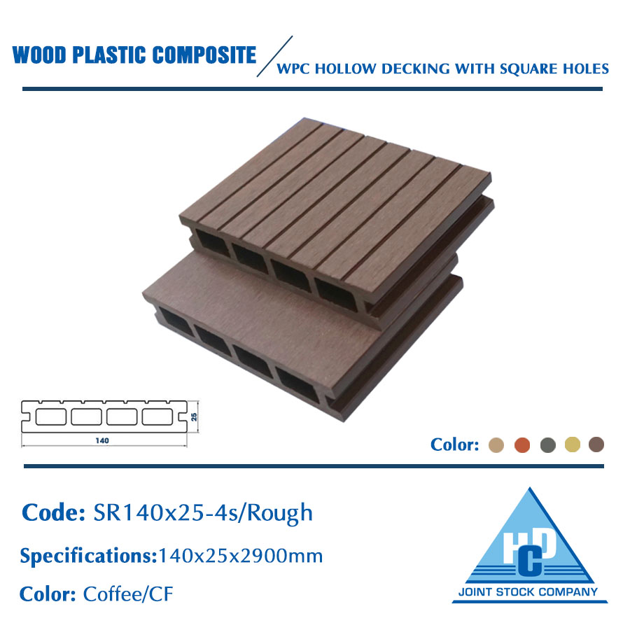 WPC hollow decking with square holes