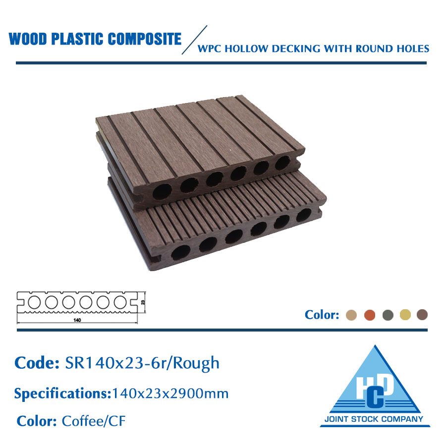 WPC hollow decking with round holes HCDWOOD